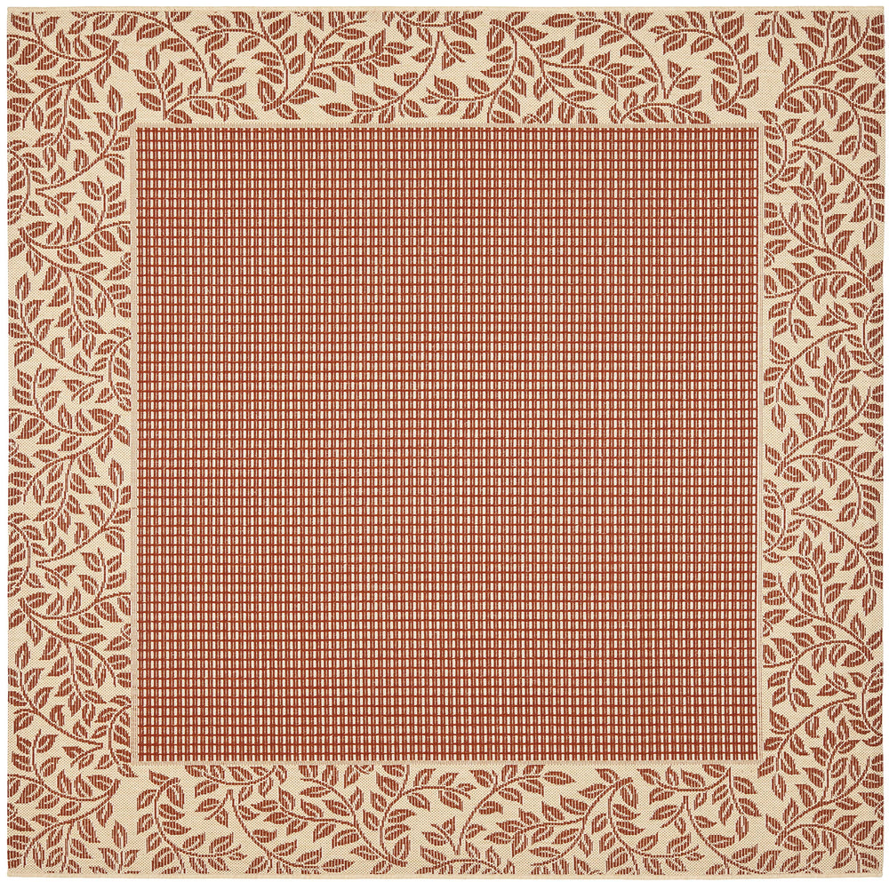 6'7" Square Indoor Outdoor Area Rug – Red & Natural