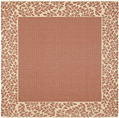 6'7" Square Indoor Outdoor Area Rug – Red & Natural