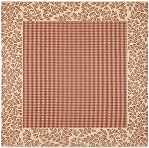 6'7" Square Indoor Outdoor Area Rug – Red & Natural