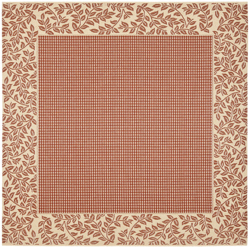 6'7" Square Indoor Outdoor Area Rug – Red & Natural