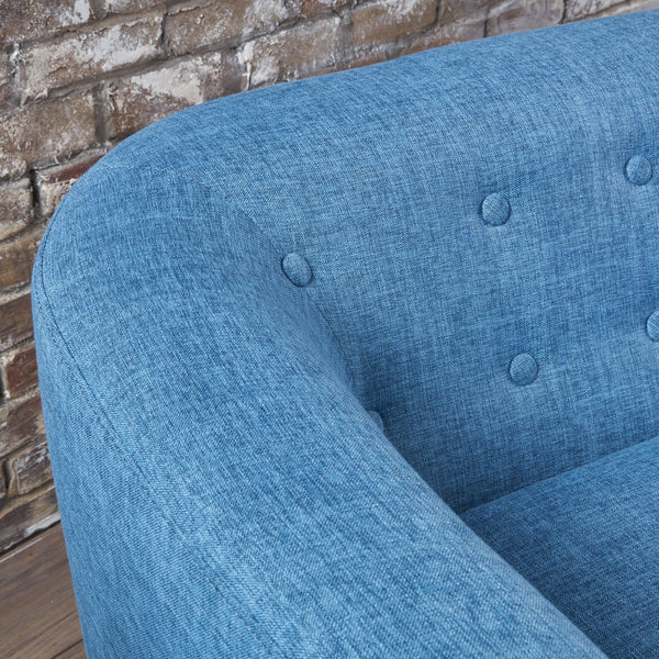 Mid-Century Modern Loveseat – Muted Blue Fabric