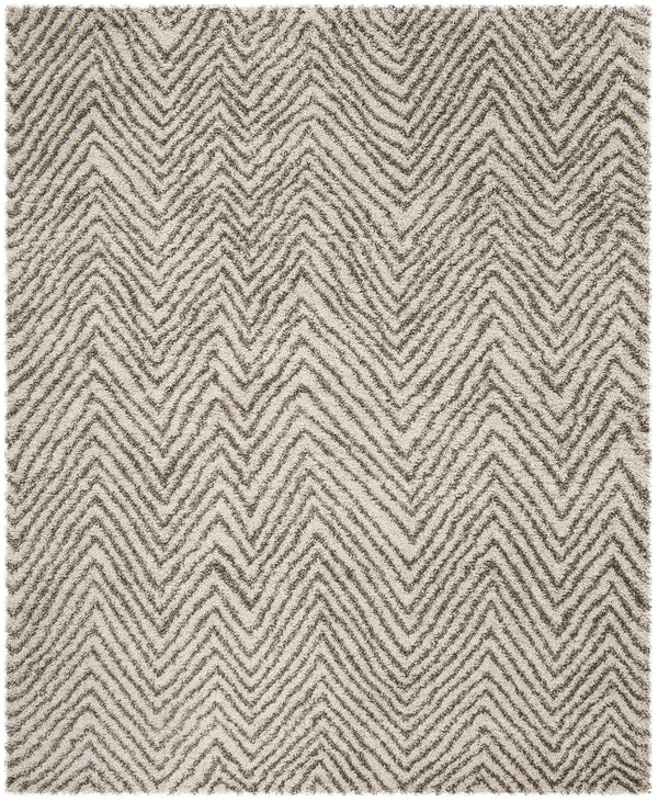 8x10 Ivory Grey Chevron Shag Area Rug – Non-Shedding, Ultra Plush Pile