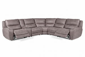 Branson Zero Slate 6-Piece Dual Power Reclining Modular Sectional with Storage Console