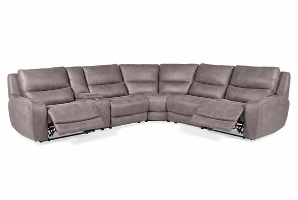 Branson Zero Slate 6-Piece Dual Power Reclining Modular Sectional with Storage Console