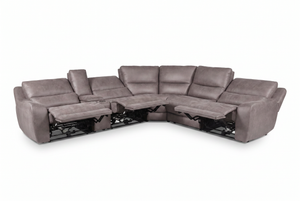 Branson Zero Slate 6-Piece Dual Power Reclining Modular Sectional with Storage Console