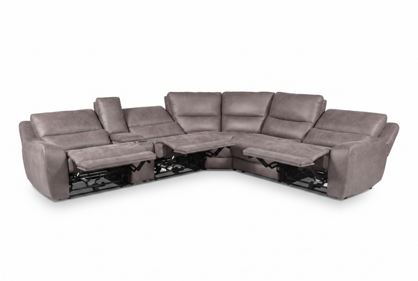 Branson Zero Slate 6-Piece Dual Power Reclining Modular Sectional with Storage Console