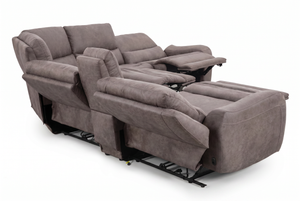 Branson Zero Slate 6-Piece Dual Power Reclining Modular Sectional with Storage Console