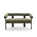 Modern Bouclé Fabric Loveseat – 2-Seater Sofa with Curved Armrests & Rubberwood Frame