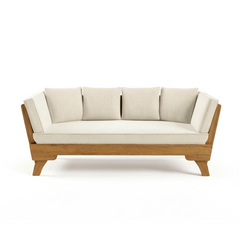 Convertible Outdoor Daybed Sofa – 3-Seater Acacia Wood Patio Couch