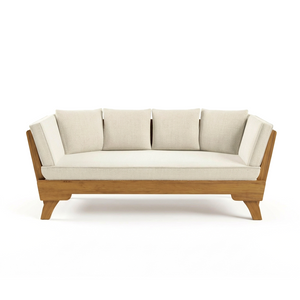 Convertible Outdoor Daybed Sofa – 3-Seater Acacia Wood Patio Couch