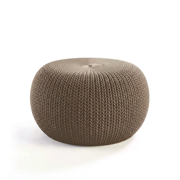 Outdoor Pouf Ottoman Set with Storage Table – 3-Piece Resin Seating