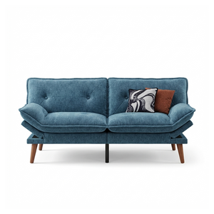 Convertible Futon Sofa Bed with Adjustable Backrest & Armrest