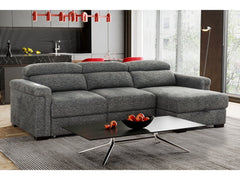 Lucious Gray Double Slider Power Sectional Sofa w/ Storage LAF Chaise
