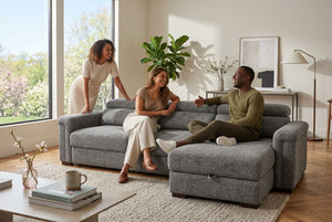 Lucious Gray Double Slider Power Sectional Sofa w/ Storage LAF Chaise