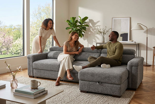 Lucious Gray Double Slider Power Sectional Sofa w/ Storage LAF Chaise