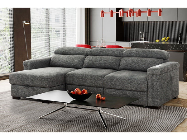 Lucious Gray Double Slider Power Sectional Sofa w/ Storage RAF Chaise