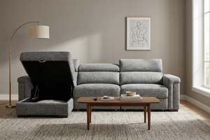 Lucious Gray Double Slider Power Sectional Sofa w/ Storage RAF Chaise