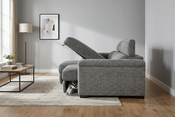 Lucious Gray Double Slider Power Sectional Sofa w/ Storage RAF Chaise