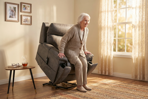 Serenity Slate Grey Ultra Infinite Position Lift Chair with Power Headrest, Heat, Massage & Wireless Charging