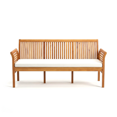 3-Seat Outdoor Acacia Wood Bench with Cushion