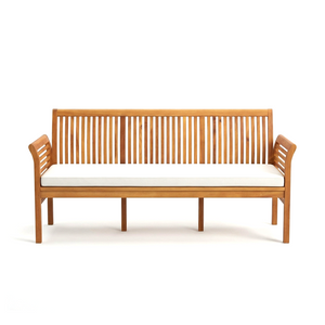 3-Seat Outdoor Acacia Wood Bench with Cushion