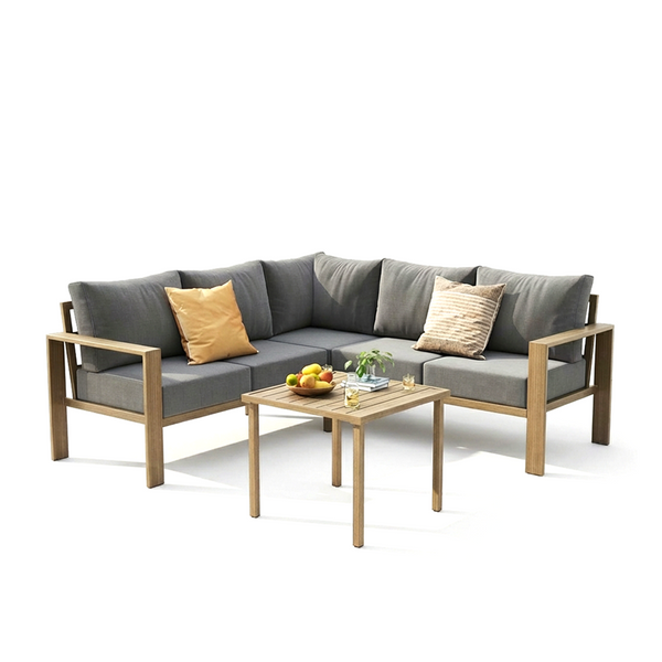 L-Shaped Outdoor Sectional Sofa Set with Coffee Table