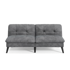 Velvet Futon Sofa Bed – Convertible Loveseat with Adjustable Backrest, Grey