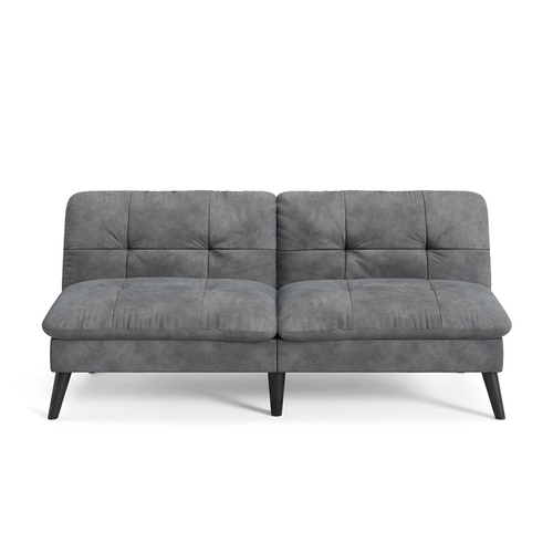Velvet Futon Sofa Bed – Convertible Loveseat with Adjustable Backrest, Grey